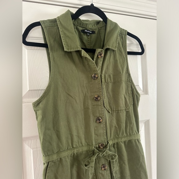 Madewell green Sleeveless Collar capris jumpsuit romper utility size women’s 2 - Picture 3 of 5